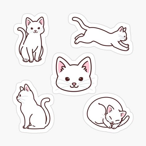 Get my art printed on awesome products. Support me at Redbubble #RBandME: https://www.redbubble.com/i/sticker/Adorable-White-Cat-Collection-by-youmiichi/150014380.EJUG5?asc=u White Cat Sticker, White Cats, Cat Stickers, White Cat, Cute Stickers, Sticker Design, My Art, Vinyl Sticker, Awesome Products