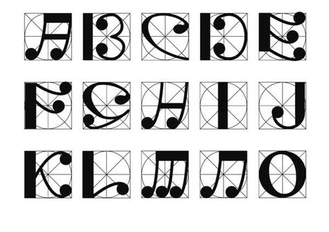 Music font design. by Anna Napolitano, via Behance Music Alphabet Letters, Fonts For Notes, Music Notes Letters, Music Font, Free Tattoo Fonts, Creative Alphabet, Music Letters, Lettering Styles Alphabet, Music Drawings