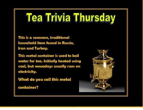 It's time to test your knowledge with this week's Tea Trivia Thursday! Tea Trivia, Metal Containers, Trivia Questions, Coffee Time, Household Items, Trivia, Tea Time, Tea Party, Tea