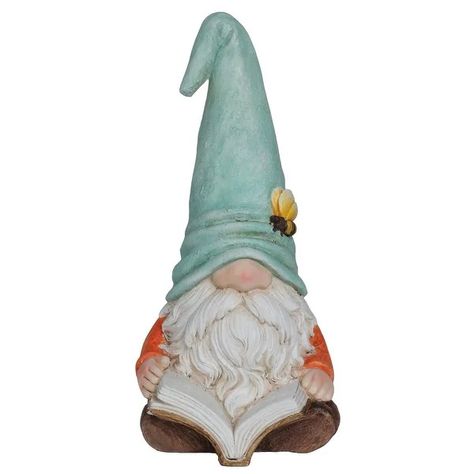 Gnome with Turquoise Hat Reading Book Decor - On Sale - Bed Bath & Beyond - 40099373 Outdoor Statues Sculpture, Turquoise Hat, Garden Gnomes Statue, Gnome Statues, Indoor Outdoor Planter, Planter Pots Outdoor, Garden Statue, Outdoor Statues, Reading A Book