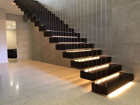 Floating stairs | Byfinesse Steps Indoor, Floating Steps, Floating Stairs, Floating Staircase, The Staircase, Modern Loft, Visual Design, Special Design, The Wall