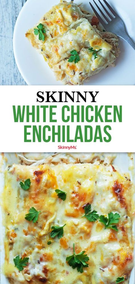 Creamy Enchiladas, Enchiladas Healthy, White Chicken Enchiladas, Low Calorie Dinners, Chicken Enchilada Recipe, Health Dinner, No Calorie Foods, Think Food, White Chicken