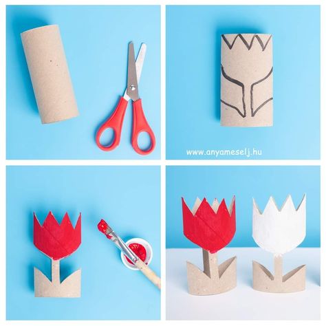 Toilet Paper Roll Flowers, Paper Roll Flowers, Flowers Crafts For Kids, Construction Paper Crafts, Quick And Easy Crafts, Toilet Paper Crafts, Church Decorations, Toilet Paper Roll Crafts, Paper Roll Crafts