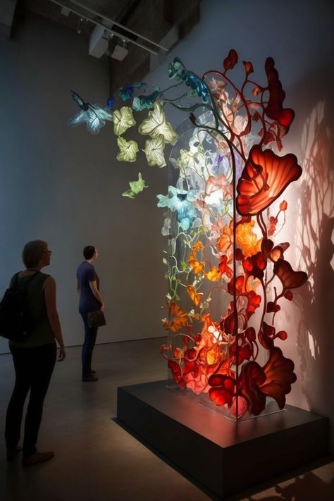 Glass Art sculpture installation biophilic art colourfulgallery contemporary midjourney ai nature Floral Sculpture Installation, Bio Art Installation, Organic Sculpture Nature, Nature Art Sculpture, Nature Art Installation, Nature Sculpture Art, Nature Installation, Foyer Art, Biomorphic Art