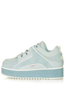 BUFFALO X Topshop Trainers - View All - Shoes 110 Pale Blue Shoes, Shoes Sneakers Blue, Flatform Shoes, Flatform Sneakers, Blue Trainers, Leather Footwear, Genuine Leather Shoes, Leather Trainers, Sneakers Blue