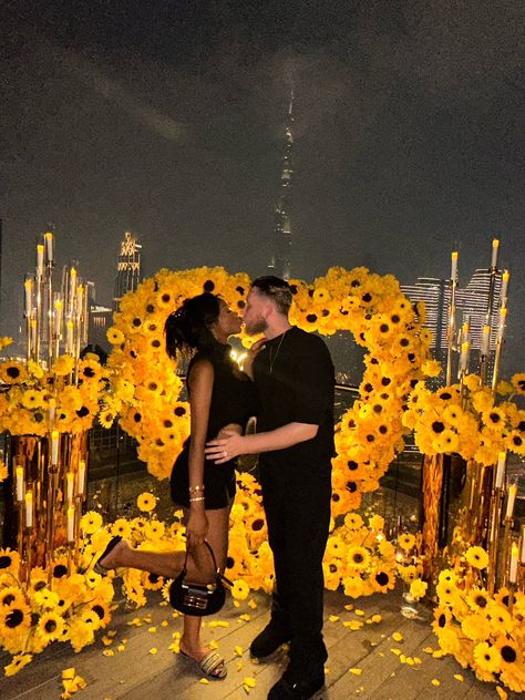 Sunflower Proposal, Proposal Ideas Beach, Happy Engagement, Swirl Couples, Beach Birthday, True Love Stories, Top Floor, Interracial Couples, Photo Poses For Couples