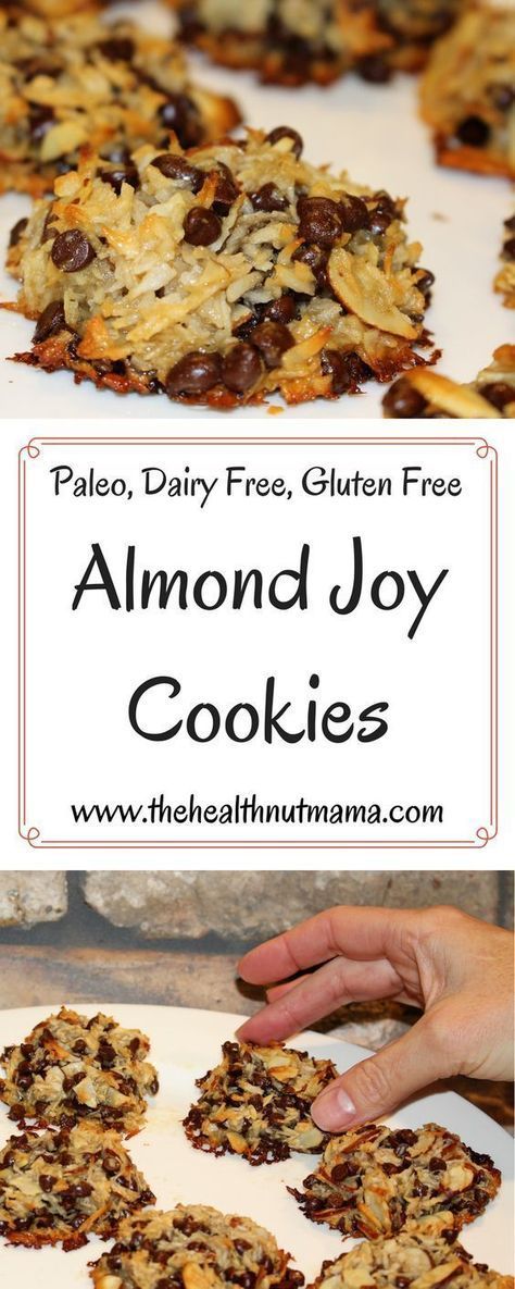 Paleo Almond Joy Cookies! Gluten Free, Dairy Free, Soy Free, Egg Free! So easy & delicious! Slap your mama good! Weight Watcher Desserts, Joy Cookies, Dairy Free Soy Free, Almond Joy Cookies, Cookies Gluten Free, Paleo Cookies, Paleo Baking, Paleo Sweets, Desserts Vegan