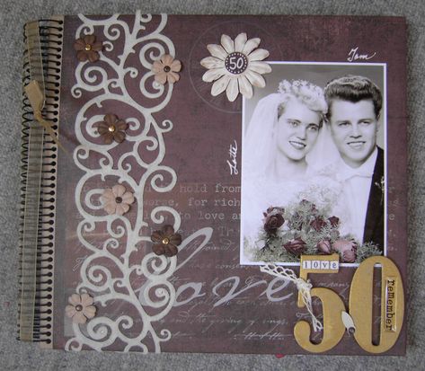 50th Anniversary Album - Scrapbook.com 50th Wedding Anniversary Gifts, Fall Porches, Heritage Scrapbook Pages, Baby Scrapbook Album, Anniversary Scrapbook, Anniversary Gift Diy, 50 Wedding Anniversary Gifts, Album Ideas, Wedding Scrapbook