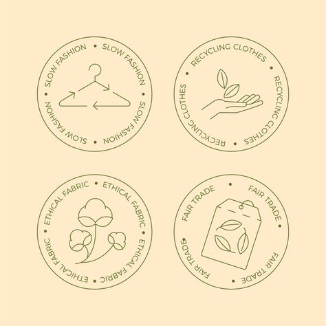 Flat design slow fashion badge collectio... | Free Vector #Freepik #freevector Slow Fashion Aesthetic, Fashion Infographic, Badge Collection, Clothing Labels Design, Clothing Brand Logos, Circular Logo, Slow Design, Eco Packaging, Fashion Landscape