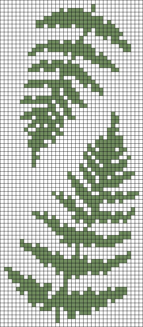 Alpha pattern #116445 | BraceletBook Fern Knitting Pattern, Leaf Cross Stitch Pattern Free, Monstera Leaf Cross Stitch Pattern, Leaf Tapestry Crochet, Leaf Grid Pattern, Monstera Leaf Pixel Art, Fern Cross Stitch Pattern, Fern Pixel Art, Alpha Pattern Monstera