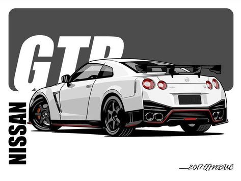 R35 Gtr, Cars Theme Birthday Party, Black And White Stickers, Gtr R35, Best Jdm Cars, Car Artwork, Racing Posters, Car Themes, Classic Sports Cars