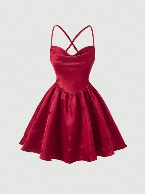 Red Dama Dresses, Dama Dresses For Quince, Middle School Dance Dresses, Wine Red Prom Dress, Red Formal Dresses, Red And Black Outfits, Red Skater Dress, Red Quinceanera Dresses, Dama Dresses