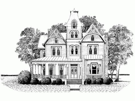 Front 3 Season Porch Exterior, 3 Story Victorian Homes Plans, Carpenter Gothic House Plans, Old Victorian Floor Plans, Gothic House Plans Victorian, Two Floor Bedroom, Gothic Floor Plans, Old Victorian House Plans, Second Empire House Plans