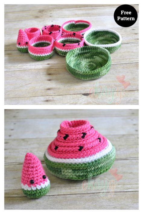 Crochet Bowl Cozy Free Pattern, Crochet Fruit Pattern Free, Crochet Bowl, Crochet Fish, Crochet Fruit, Crochet Cat Pattern, Spinning Yarn, Crochet Kitchen, Crochet Basket