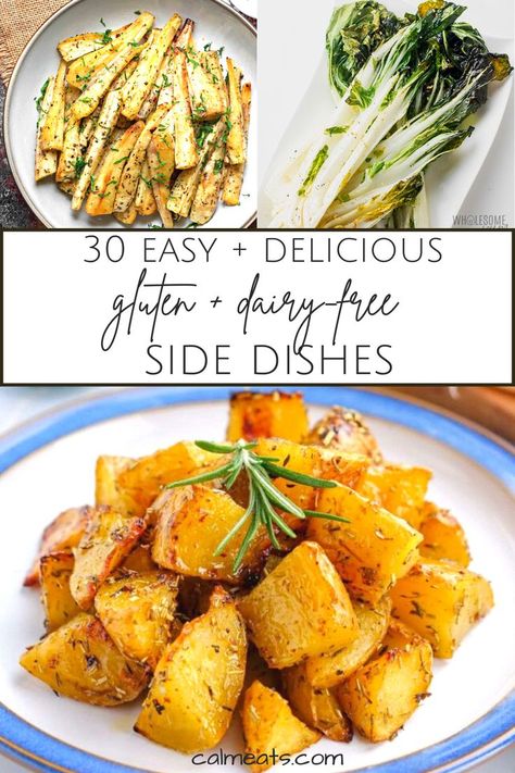 Here is a delightful collection of 30 Gluten and Dairy-Free Side Dishes. You'll find old favorites as well as unique and flavorful new ones. #30glutenanddairyfreesidedishes #glutenfreesidedishes #dairyfreesidedishes #glutenfreesides #vegansides Gluten Free Dairy Free Vegetable Side Dishes, Easter Side Dishes Gluten Free, Thanksgiving Sides Gluten Free Dairy Free, Gluten And Dairy Free Side Dish Recipes, Non Dairy Vegetable Side Dishes, Allergy Friendly Side Dishes, Veggie Side Dishes Dairy Free, No Dairy Side Dishes, Dairy Free Main Dish Recipes