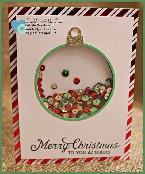 Fuse Tool, Ornament Card, Christmas Card Art, Homemade Christmas Cards, Stampin Up Christmas Cards, Diy Christmas Cards, Shaker Cards, Christmas Cards To Make, Noel Christmas