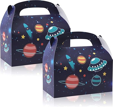 Astronaut Theme, Space Theme Party, Party Goodies, Gable Boxes, Space Party, Space Birthday, Party Favor Boxes, Treat Box, Puppy Party