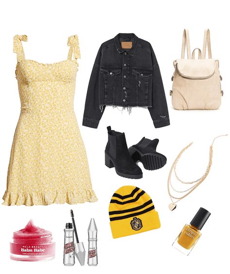 hufflepuff🌟 Outfit | ShopLook Hufflepuff Summer Outfit, Hufflepuff Outfit Summer, Hufflepuff Outfit Ideas, Hufflepuff Aesthetic Outfits, Hufflepuff Inspired Outfits, Hufflepuff Lookbook, Hufflepuff Core, Universal Studios Outfit Ideas, Black And Yellow Outfit