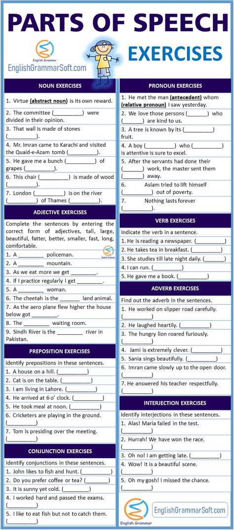 Parts of Speech Exercises | Parts of Speech Examples Grade 6 English Worksheets With Answer, English Grammar Worksheets With Answers, Grammar Test Worksheets With Answers, English Grammar Test With Answers, Worksheet On Parts Of Speech, Grade 5 English Worksheets With Answers, Part Of Speech Grammar Worksheet, Parts Of Speech Worksheet With Answers, Grammar Worksheets Grade 5