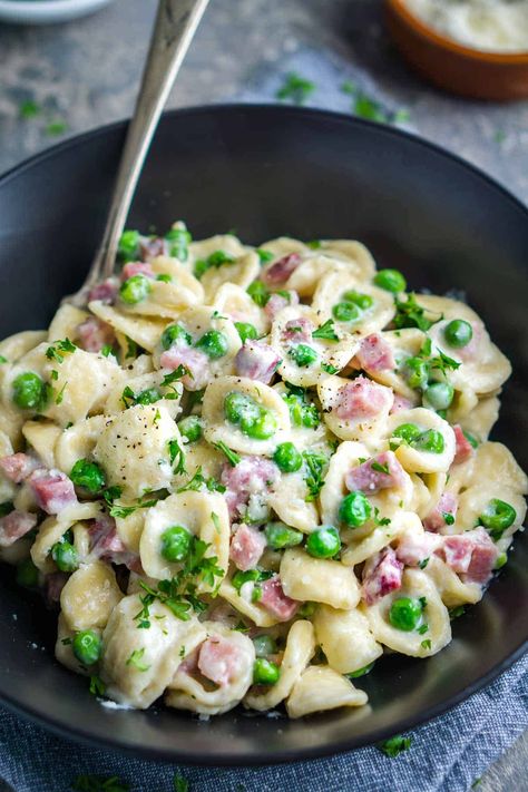 Tortellini Alfredo With Ham And Peas, Pasta Peas Ham, Ham Pea Pasta, Ham And Peas Pasta With Garlic Parmesan Cream Sauce, Ham Peas Pasta, Pasta With Peas And Ham, Ham And Peas Pasta, Pasta With Ham And Peas, Ham Alfredo