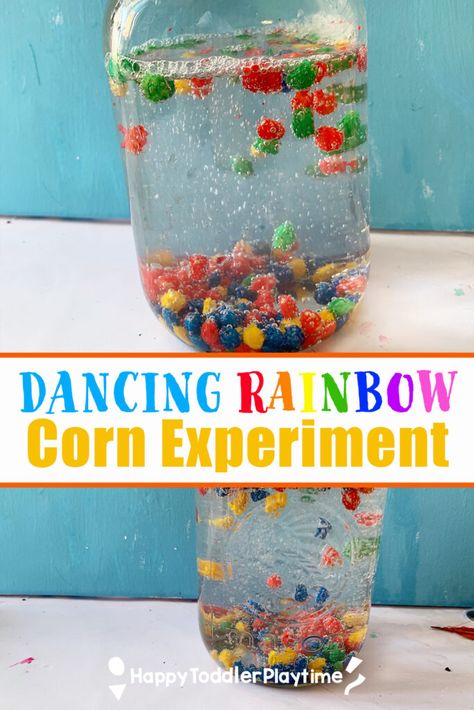 Dancing Corn Experiment, Dancing Popcorn Experiment, Dancing Popcorn, Skittles Experiment, Colored Corn, Rainbow Corn, Boys Crafts, Rainbow Popcorn, Popcorn Kernels