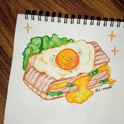 Obsessed with food art 🎨🥪 . . . . #artoftheday #artistsoninstagram #artist #artwork #illustration #instaart #draw #myart #foodart #sandwich #food #foodarts #foodpainting #watercolor #watercolourpainting Sandwich Art Drawing, Kawaii Sandwich Drawing, Sandwich Sketch, Eating Sandwich Illustration, Sandwich Watercolor, Food Painting, Artist Artwork, Insta Art, Cute Photos