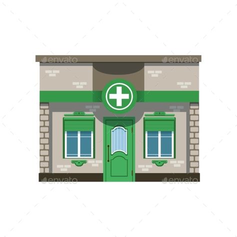 Pharmacy drugstore building facade vector Illustration on a white background Pharmacy Illustration, Pharmacy Building, Building Vector, Luxury Font, Business Powerpoint Templates, Building Facade, Graphic Design Portfolio, Typography Fonts, Facades