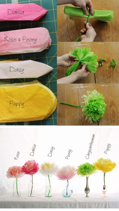 tissue paper flowers Diy Fleur, Tissue Paper Flowers Diy, Hantverk Diy, Săpunuri Handmade, Tissue Flowers, Diy Flores, Fleurs Diy, Candyland Christmas, Cinder Block