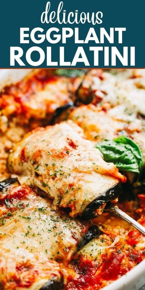 Eggplant Shrimp Recipes, Baked Eggplant Recipes Easy Healthy, Eggplant Rollups, Diethood Recipes, Baked Eggplant Recipes, Eggplant Rollatini Recipe, Easy Chicken Pot Pie Recipe, Eggplant Rollatini, Eggplant Recipes Easy