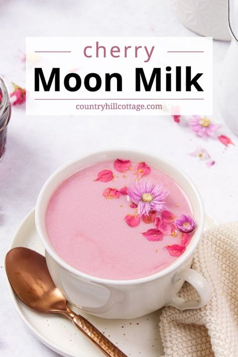 Cherry Moon Milk, Sleep Tonic, Moon Milk Recipe, Beet Powder, Food Combos, Moon Tea, Cherry Moon, Moon Milk, Starbucks Orders