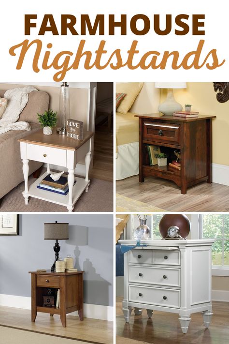 Discover 100+ beautiful farmhouse nightstands for your bedroom. We love farmhouse themed nightstands and rustic nightstands inside a farm home. Farmhouse bedroom furniture is beautiful and brings the country theme indoors. Rustic Nightstands, Farmhouse Bedroom Furniture Sets, Farmhouse Bedroom Furniture, Farmhouse Nightstand, Rustic Bedroom Furniture, Farmhouse End Tables, Best Farmhouse, Rustic Nightstand, Contemporary Nightstand