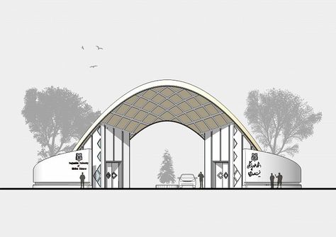 University Gate Entrance, Arched Gates Entrance, University Entrance Design, University Entrance Gate Design, Expo Pavilion Architecture, Entrance Gateway Design, Gateway Design Architecture Entrance, Gate Arches Entrance, University Gate Design