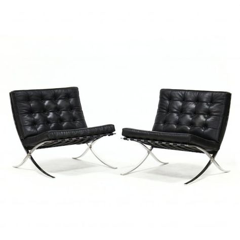 Ludwig Mies van der Rohe (German, 1886-1969), Pair of Barcelona Lounge Chairs Ludwig Mies Van Der Rohe Furniture, Dark Futurism, Mies Van Der Rohe Furniture, Modernist House, Ludwig Mies Van Der Rohe, American Icons, Van Der Rohe, Mies Van Der Rohe, Barcelona Chair