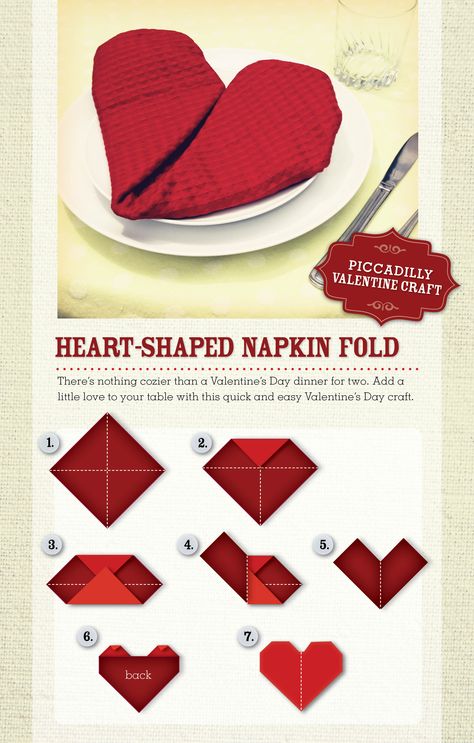 Heart Shaped Napkin Folding How To #247moms Valentine Home Decor Ideas, Napkin Ideas, Valentine Home Decor, Kids Food Crafts, Valentines Bricolage, Valentine Table, Crafts By Season, Creative Napkins, Diy Napkins