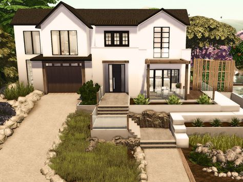 Sims 4 Family House, Sims 4 Modern House, Modern Suburban House, Sims 2 House, Sims 4 House, The Sims 4 Lots, Modern Family House, Sims 4 Family, Sims 4 House Plans