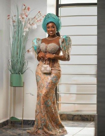 Captivating Naija Styles For Church and occasions. - Stylish Naija Igbo Wedding Dress, Custom Bridal Dress, Aso Ebi Lace Styles, Lace Long Gown, African Bridal Dress, African Party Dresses, Nigerian Lace Styles Dress, African Lace Styles, Mode Turban