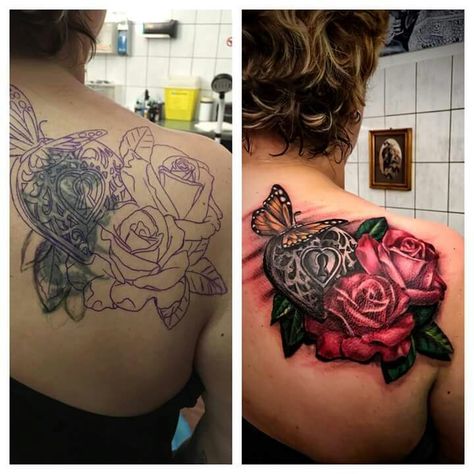 Cover up idea Back Cover Up Tattoos, Big Cover Up Tattoos For Women, Big Cover Up Tattoos, Cover Up Tattoos For Women, Cover Up Tattoo, Cover Up Tattoos, Future Tattoos, Inspirational Tattoos, Bar Design