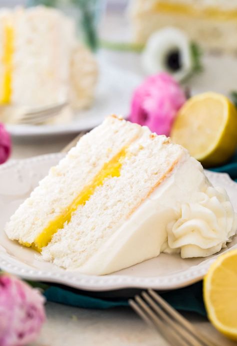 Lemon Cake - Sugar Spun Run Fluffy Lemon Cake Recipe, Best Lemon Cake, Lemon Angel Food Cake, Lemon Velvet Cake, Lemon Chiffon Cake, Sugar Spun Run, Cake Pan Sizes, Sugar Geek, Lemon Treats