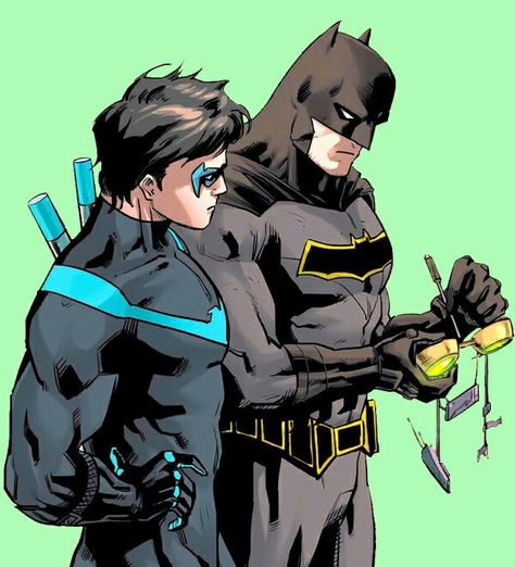 Batman and Nightwing Nightwing And Batman, Nightwing Funny, Batman And Nightwing, Nightwing Wallpaper, Nightwing Batman, Nightwing Cosplay, Nightwing And Starfire, Comics Anime, Batman Poster