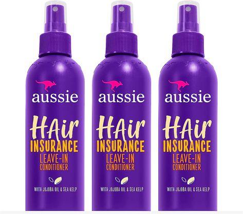 Aussie Leave In Conditioner for All Hair Types with Jojoba Oil & Sea Kelp, Hair Insurance, 236 ml (Pack of 3) - for Low Porosity Curly Hair Low Porosity Curly Hair, Aussie Conditioner, Leave In Conditioner Spray, Aussie Hair Products, Low Porosity, Sea Kelp, Amazon Beauty Products, Deep Conditioner, Leave In Conditioner