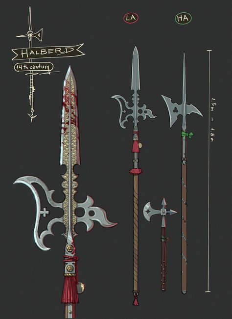 Halberd Art, Halberd Design, Halberd Concept Art, Fantasy Halberd, Rpg Monsters, Httyd Oc, Bo Staff, Spec Ops, Cool Swords