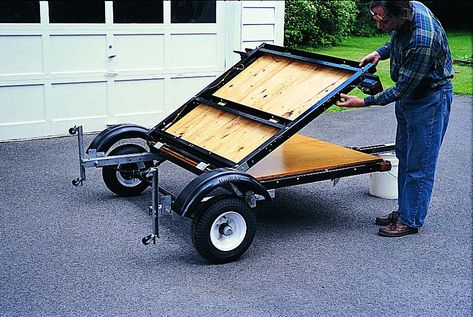 Utility Trailer Kits, Utility Trailer Upgrades, Foldable Trailer, Utility Trailer Camper, Popular Mechanics Diy, Milwaukee Tool Box, Diy Trailer, Homemade Trailer, Trailer Kits