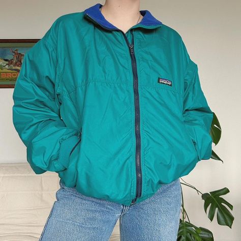 Vintage 90s made in USA Patagonia fleece lined rain... - Depop Patagonia Fleece, Patagonia, Rain Jacket