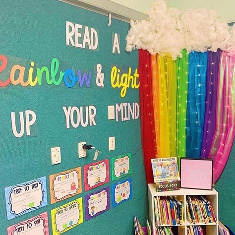 Reading Corner School, Rainbow Theme Classroom, Reading Corner Classroom, Summer Room, Preschool Rooms, Kindergarten Classroom Decor, Prek Classroom, Jessica Ann, Preschool Classroom Decor