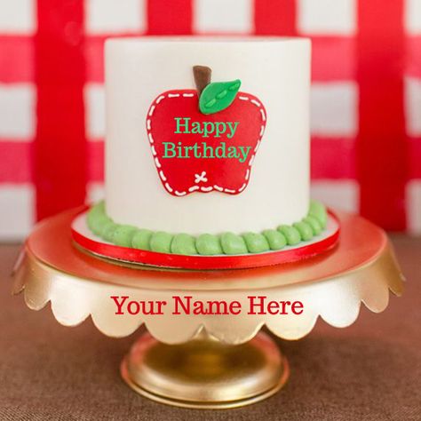 Write Your Name On Apple Birthday Cake Greetings Online.Online Wishes Your Facebook and Whatsapp Best Friends Happy Birthday With Name Pic Free Download. Apple Smash Cake 1st Birthdays, Apple Smash Cake, Apple Theme Cake, Apple Birthday Cake, Apple Theme Parties, Birthday Breakfast For Husband, Beautiful Cake Pictures, Apple Party, Fall First Birthday