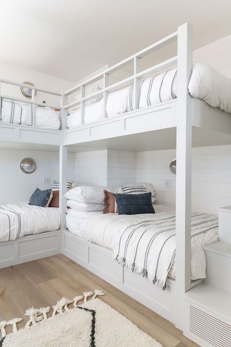 Project Reveal: Beach Front Bunk Room - BECKI OWENS Light And Airy Bedroom, Bunk Room Ideas, Bunk Bed Room, Bunk Bed Rooms, Airy Bedroom, Bunk Beds Built In, Built In Bunks, Bunk Rooms, Becki Owens