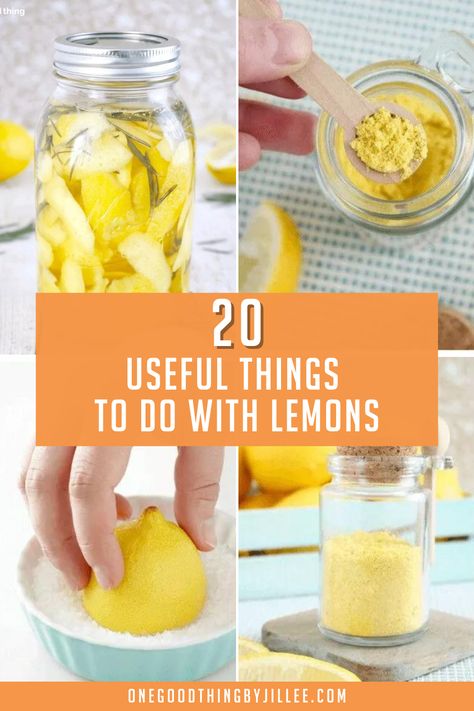 When life gives you lemons, you'll now have 20 different ways to use them. Take that, life! Homemade Bleach Alternative, Homemade Exfoliating Scrub, Uses For Lemons, Freezing Lemons, Food And Desserts, Homemade Bleach, Fridge Odor, Dried Lemon Peel, Crockpot Hot Chocolate