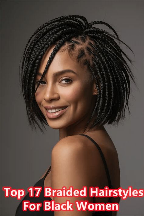 17 Stunning Braided Hairstyles for Black Women: Elevate Your Look - beauticiandaily.com Quick Braids For Black Women, Black Braided Hairstyles Updos, Black Cornrow Hairstyles, Short Braided Hairstyles, Human Hair Crochet Braids, Hairstyle Highlights, African Braids Hairstyles Pictures, Hair Braid Patterns, African Natural Hairstyles