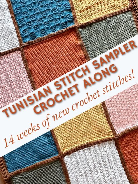 Sewing Squares Together (Tunisian Stitch Scrapghan – Part 13) Tunisian Cable Stitch, Ronnie Mac, Sewing Squares, Crochet Seed Stitch, Crossed Stitch, Crochet Sampler Blanket, Crochet Hobby, Crochet Game, Crochet Tunisian