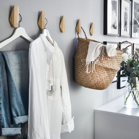 IKEA Australia on Instagram: “Stylish wall storage, anyone? SKUGGIS hooks are made from bamboo and give a warm and soft feeling in the bedroom. Use a basket to store…” Ikea Planters, Malm Bed Frame, Bedroom Ikea, Ikea France, Ikea Australia, Malm Bed, Ikea Interior, Mini Room, Ikea Shopping